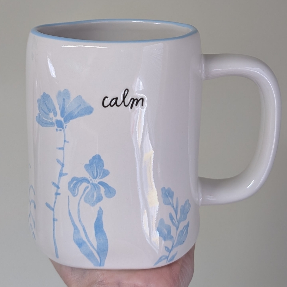 Rae Dunn CALM Mug with Pastel Watercolor Floral Design 💠